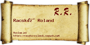 Racskó Roland névjegykártya